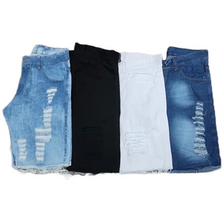 Bermuda Jeans Masculino Preto e Branco Rasgada lycra Mega Oferta Imperdivel Novidade 2023 promoçao. 2024 Direto da fabrica