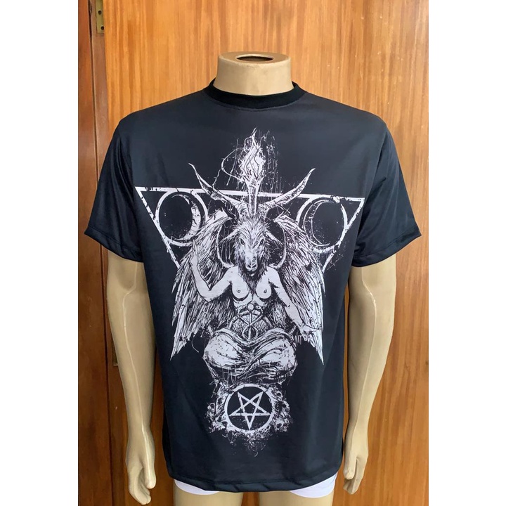 Camisa camiseta ocultismo pentagrama Bode frente e costas