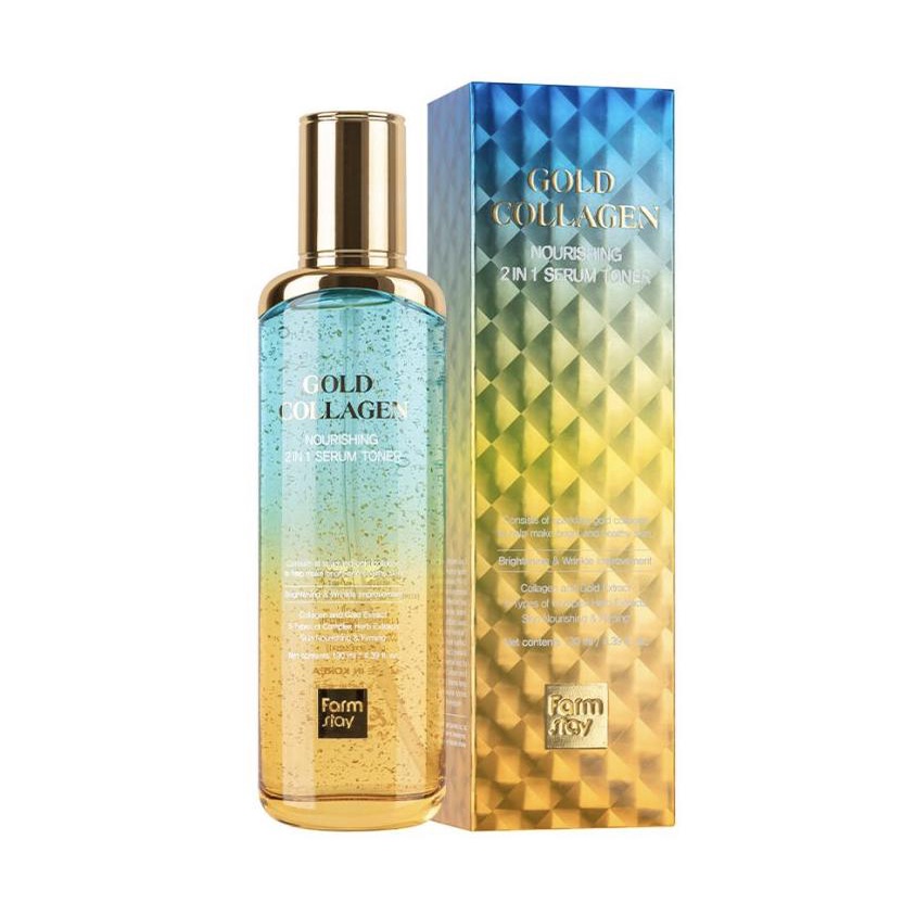 Detalhes do farmstay gold collagen nourishing 2in1 serum toner 130ml