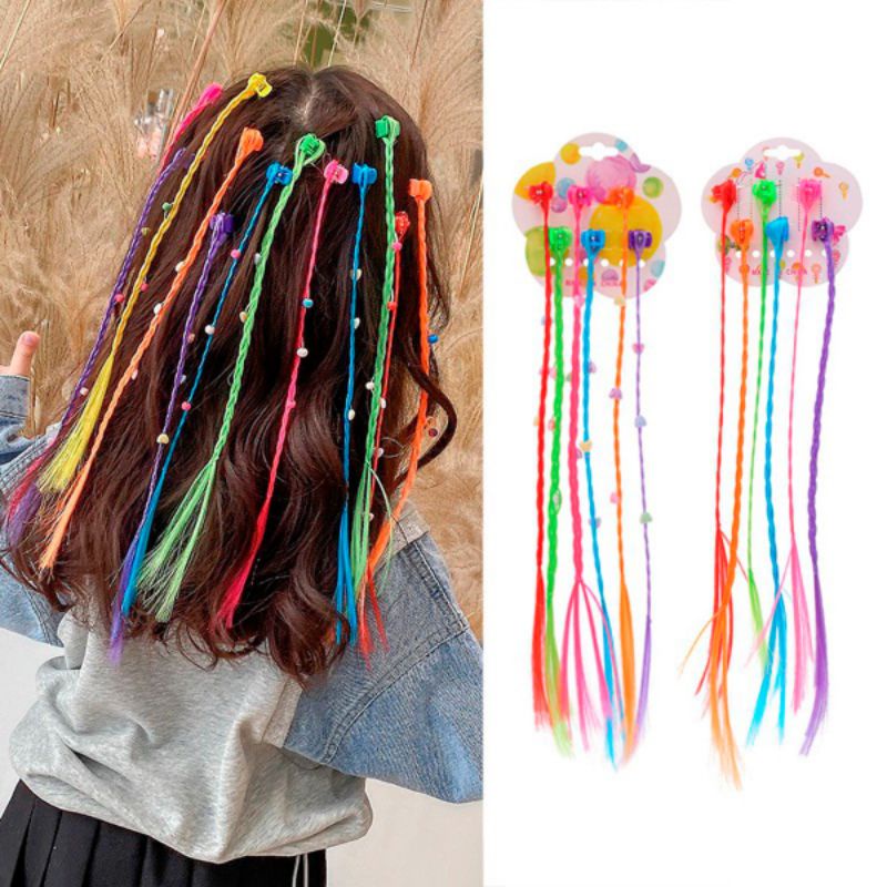 kit de 6 pçs Peruca De Cabelo com piranha terere de cabelo colorido Moda  infantil | Shopee Brasil