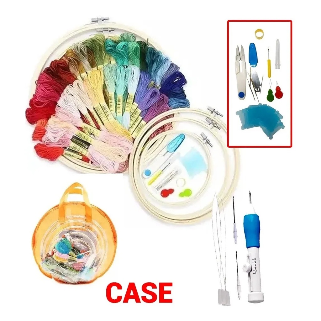 Kit Top - Agulha Magica Caneta Ponto Russo Bastidores Linhas
