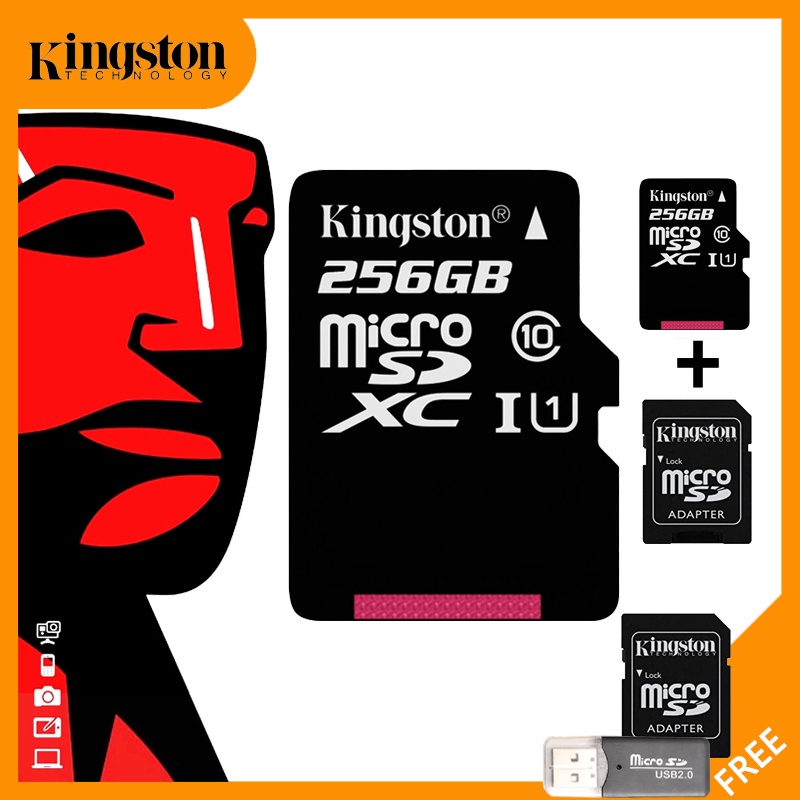 Kingston Cartão De Memória Micro SD , 64 Gb/128/16 , SDHC 32gb 8gb 4gb 2gb 256gb 512gb Classe 10 , Com Suporte De + Adaptador