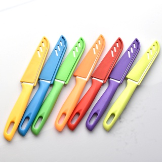 Kit 4 Faca Aço Inox Afiada com Bainha Capa Protetora Cozinha Pesca Camping Faquinha Colori...