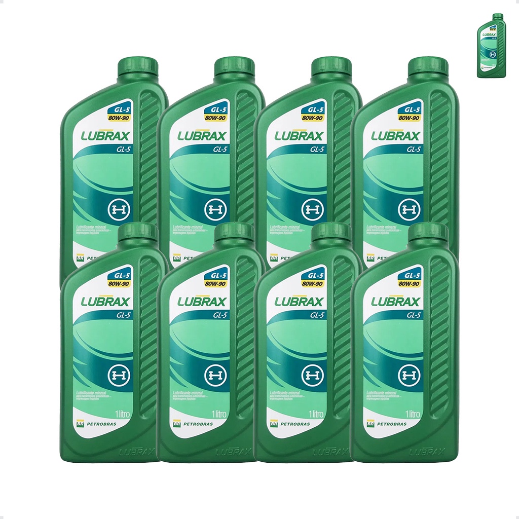 Óleo Lubrax 80w90 API GL-5 Para Transmissão 1 Litro Kit C/8