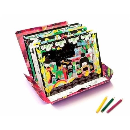 Caderno De Colorir 3d Box Mon Petit Art La Fête Des Kokeshis