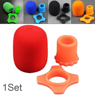 Caixa Anti-Rolo Para Microfone Com Capa De Esponja Conjunto De Proteção Do Suporte De Manga Inferior Anel De Silicone