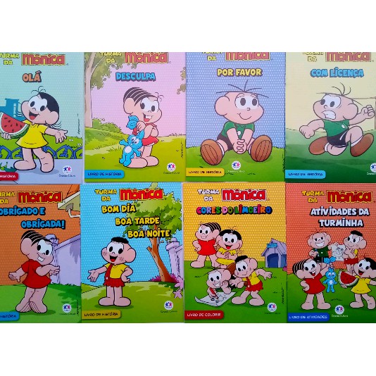 Kit 8 livros turma da Mônica atividades colorir história infantil boas  maneiras | Shopee Brasil