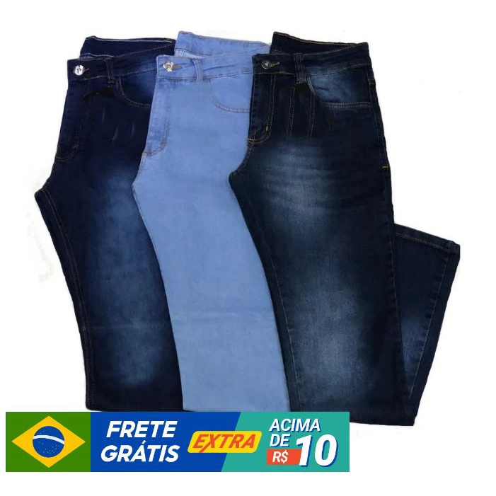 Kit 2 Calças Jogger Jeans Sarja Masculina Com Punho 19 Cores