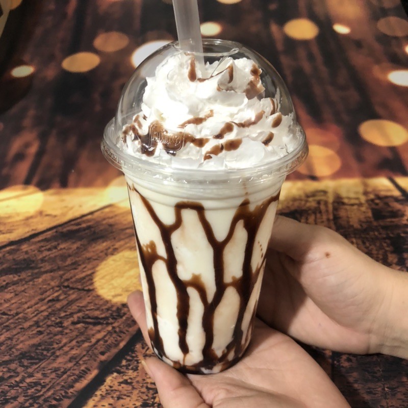 Detalhes do 50 copo Milk-shake com tampa bolha com furo  grande 500 ml pp ( chocobraz )