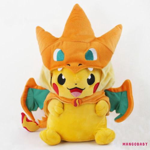 MG-Novo Pokemon Pikachu Com Charizard Hat Plush Boneco De Pelúcia Macio De 9
