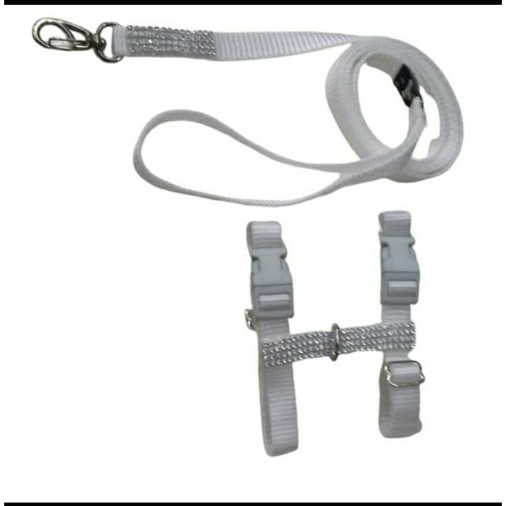 Peitoral e guia com strass para gatos fita de 15mm