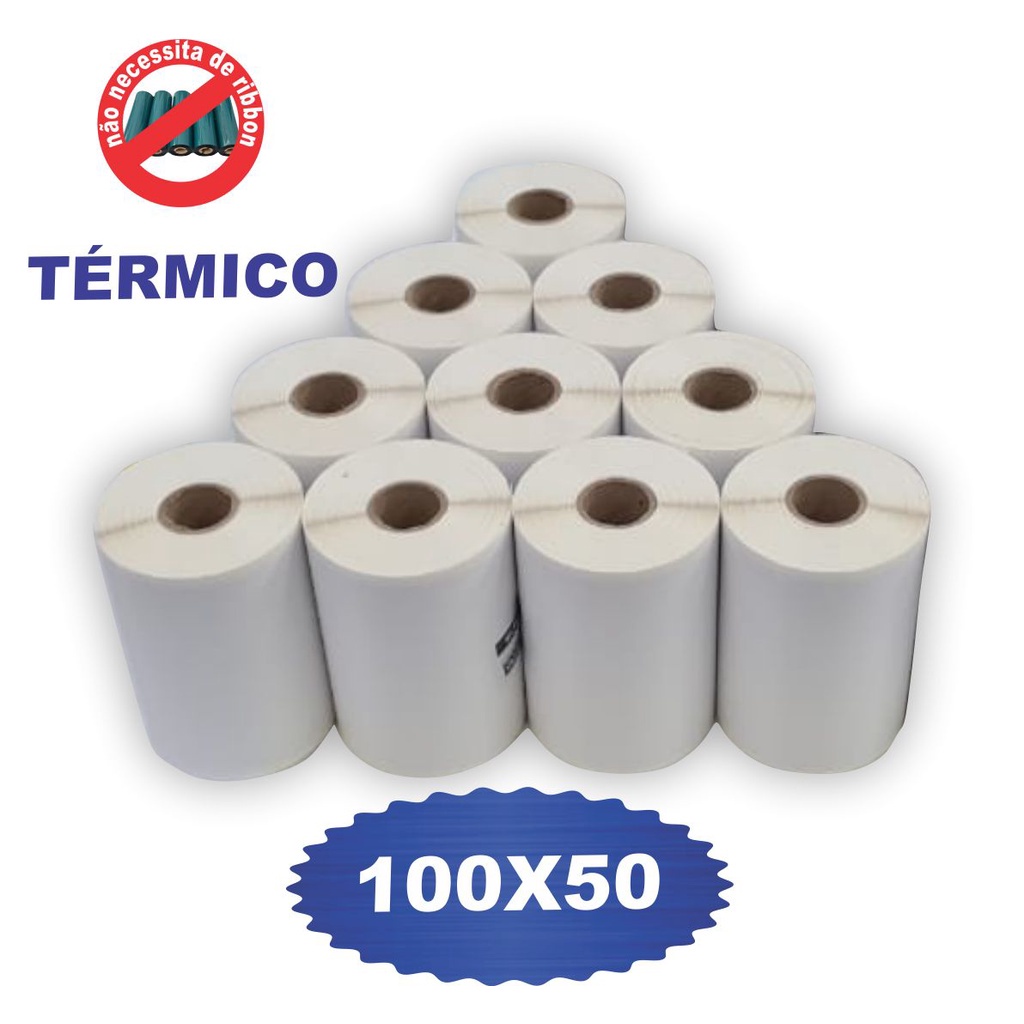 KIT 10 ETIQUETA ADESIVA 100X50mm TÉRMICA em Oferta na Shopee