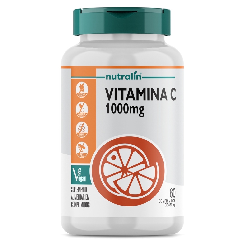 Vitamina C 1000mg Acido Ascórbico 60 Comprimidos Vegano em Oferta na Shopee