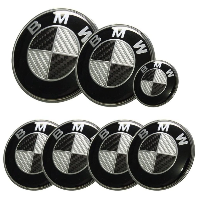 7pçs Emblemas BMW 82mm + 74mm Capuz E Tronco Emblema + fit 68mm