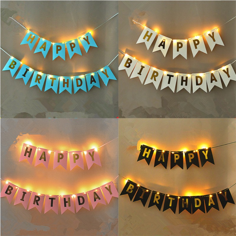 1 Conjunto De Letras De Feliz Aniversário Banner E 2set 2m Led Fada Luzes String Decoração Do Primeiro Festa De Fundo Bebê em Oferta na Shopee