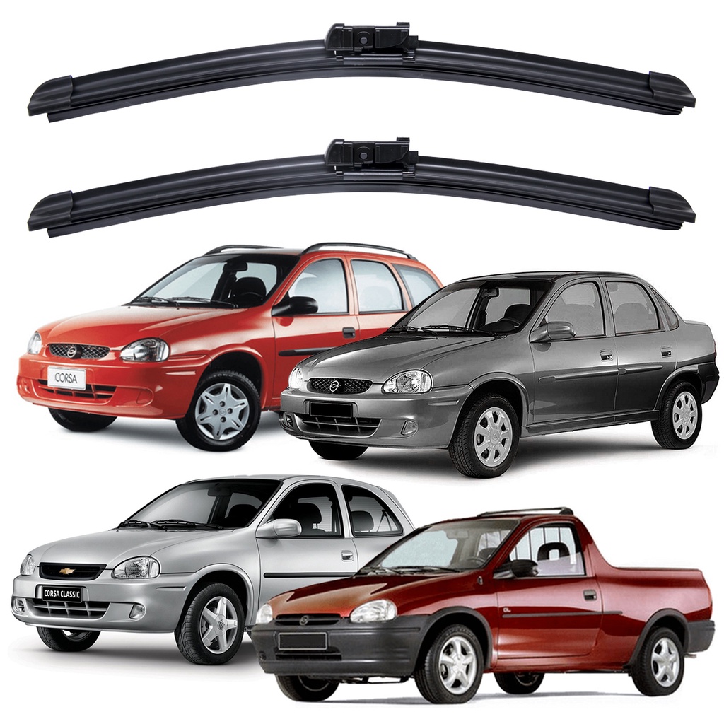 Par Palhetas Limpador Para-brisa Dianteiro GM Chevrolet Corsa Sedan Pick Up Montana Kit - Spare Parts and Accessories for Vehicles