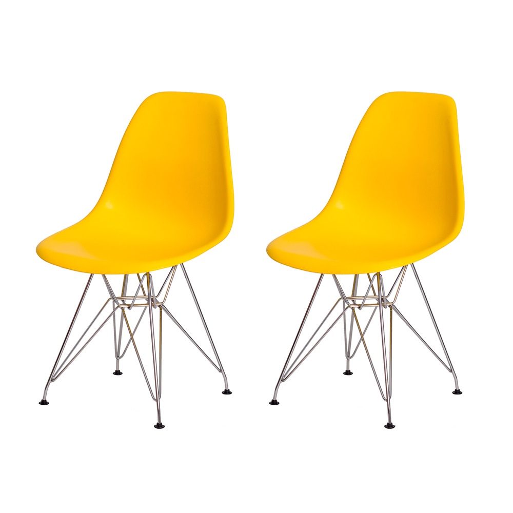 Kit 2 Cadeira Charles Eiffel Eames Base Cromada sala de jantar Decoração cozinha