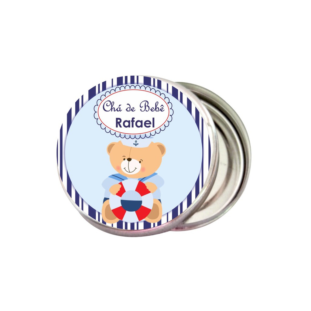 25 Latinha 5x1 Mint to be personalizada lembrancinha festa - Cha de bebe fraldas - Ursinho Marinheiro