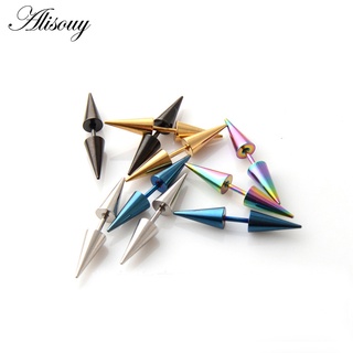 Alisouy 2PC Clássico Da Moda Do Punk Rock Rivet Spike Ponta Cone De Aço Inoxidável Mulheres Homens Orelha Stud Brincos Piercing Corpo Jóias