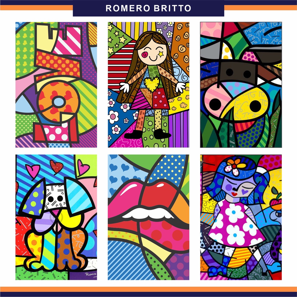 Placa Decorativa Estilo Romero Britto Pop Art Colorida Mini Quadros Coloridos
