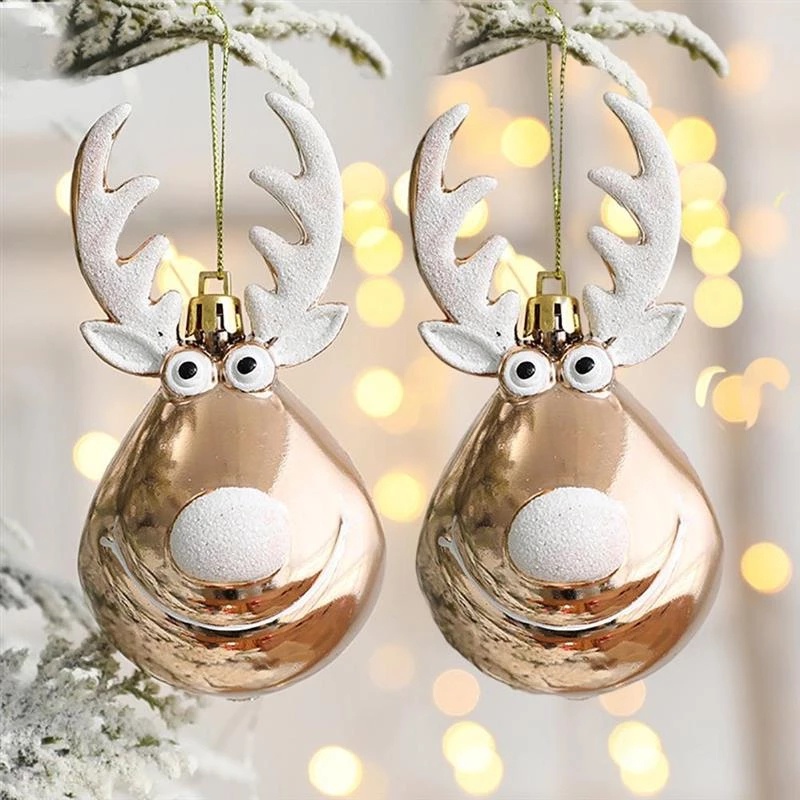 2 Pçs Bolas De Natal Ornamentos De Natal Rena Design Pingente De Suspensão Bolas De Festa Para Natal Natal Decorações Da Árvore De Natal Para Casa em Oferta na Shopee