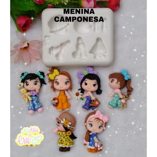 Molde De Silicone Para Biscuit Menina Camponesa - Artes Da Cris