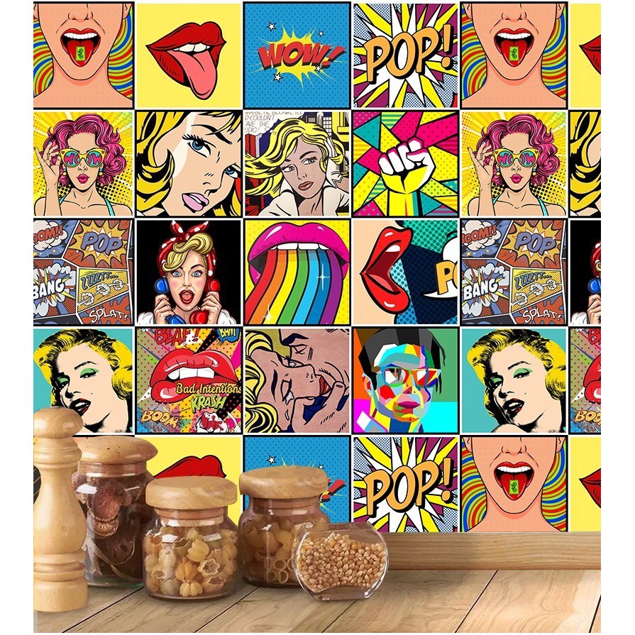 Papel De Parede Adesivo Pop Art Com Tons Vibrantres em Oferta na Shopee