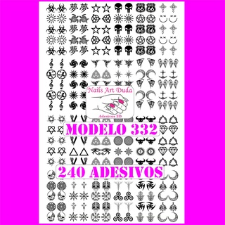 240 adesivos de unha 3D masculino preto PRÉ PRONTO - modelo 332