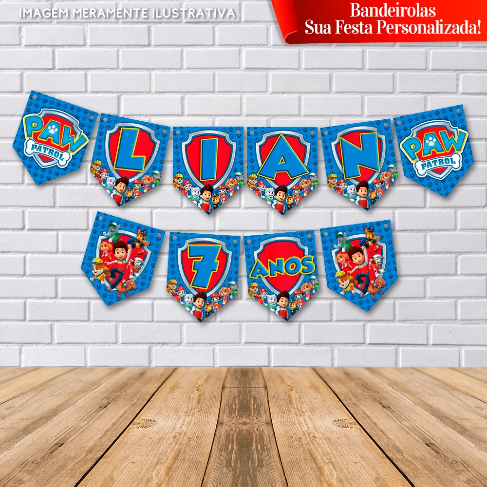 Bandeirolas Personalizadas Festa Patrulha Canina | Shopee Brasil