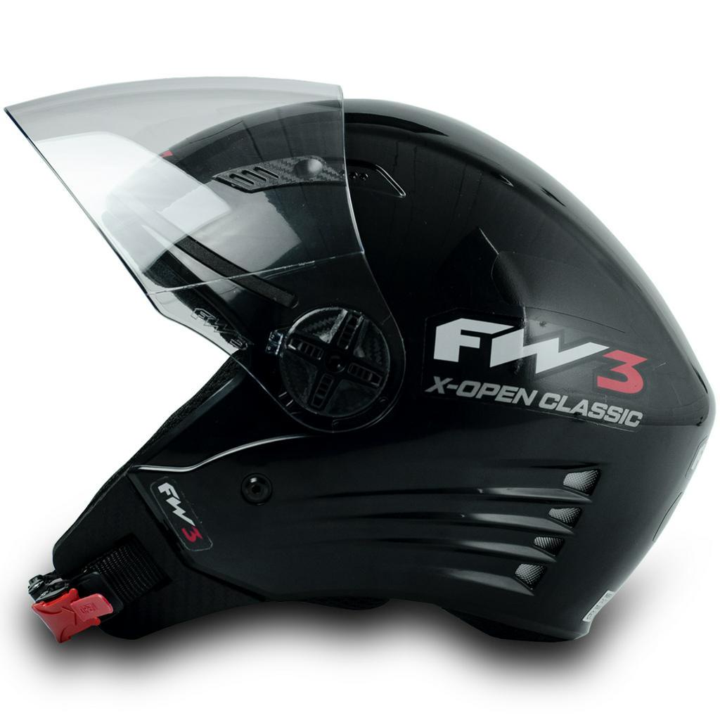 Capacete Fw3 Para Moto X Open Classic Preto Tamanho 60