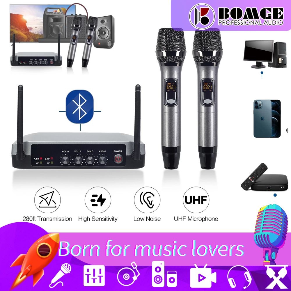 BOMGE Karaoke Microfone Sem Fio Para Smart TV Com Bluetooth Optical