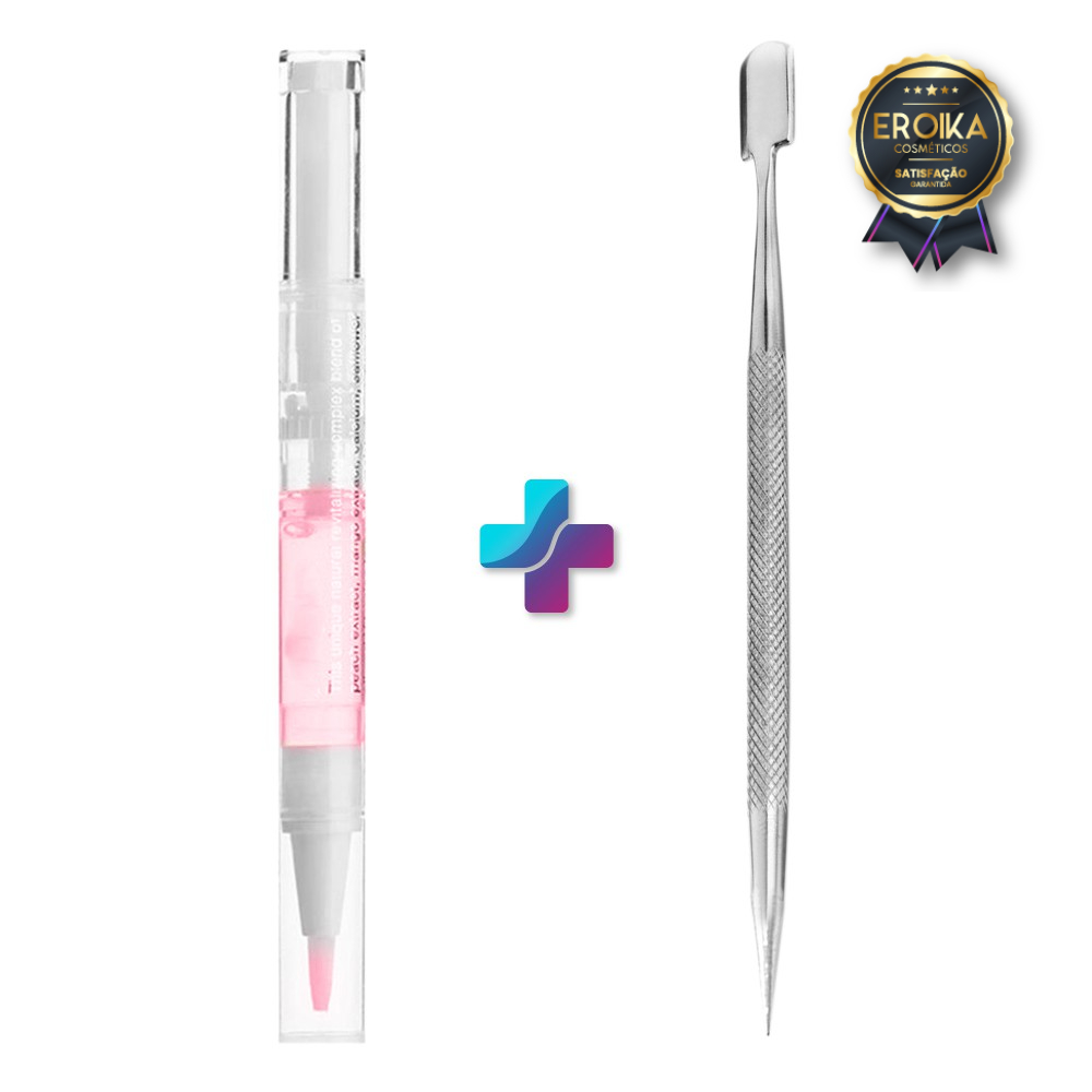 Kit Unhas Espátula Mista Inox Caneta Hidratante Cutícula Aroma Variado Cuidado Completo Profissional