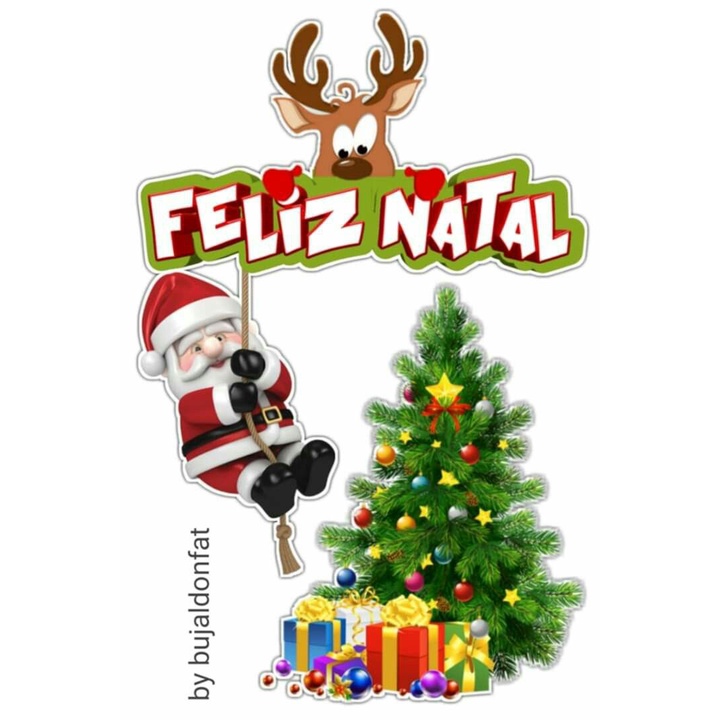 Topo De Bolo Feliz Natal Cortado Colado Personalizado | Shopee Brasil