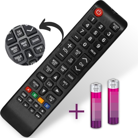 Controle Remoto Compativel com Samsung Smart Tv Botão Smart Hub Led Lcd + Pilhas LX-201