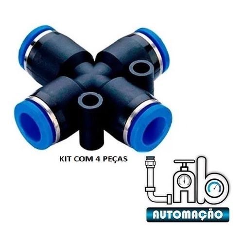 União Cruzeta  - 4 Mm / Conexão Pneumática / Kit Com 4 Peças
