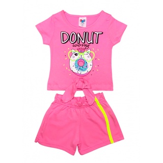 Conjunto Infantil Menina Rosa Donut Worry