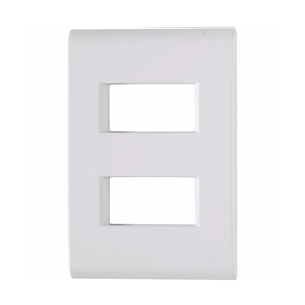 Placa Acabamento 4x2 2 Postos Separado Branco Suporte Liz - Home & Living