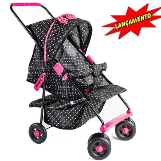 Carrinho Boneca Bebe Reborn Preto C Rosa De Luxo Oliveira Brinde Shopee Brasil