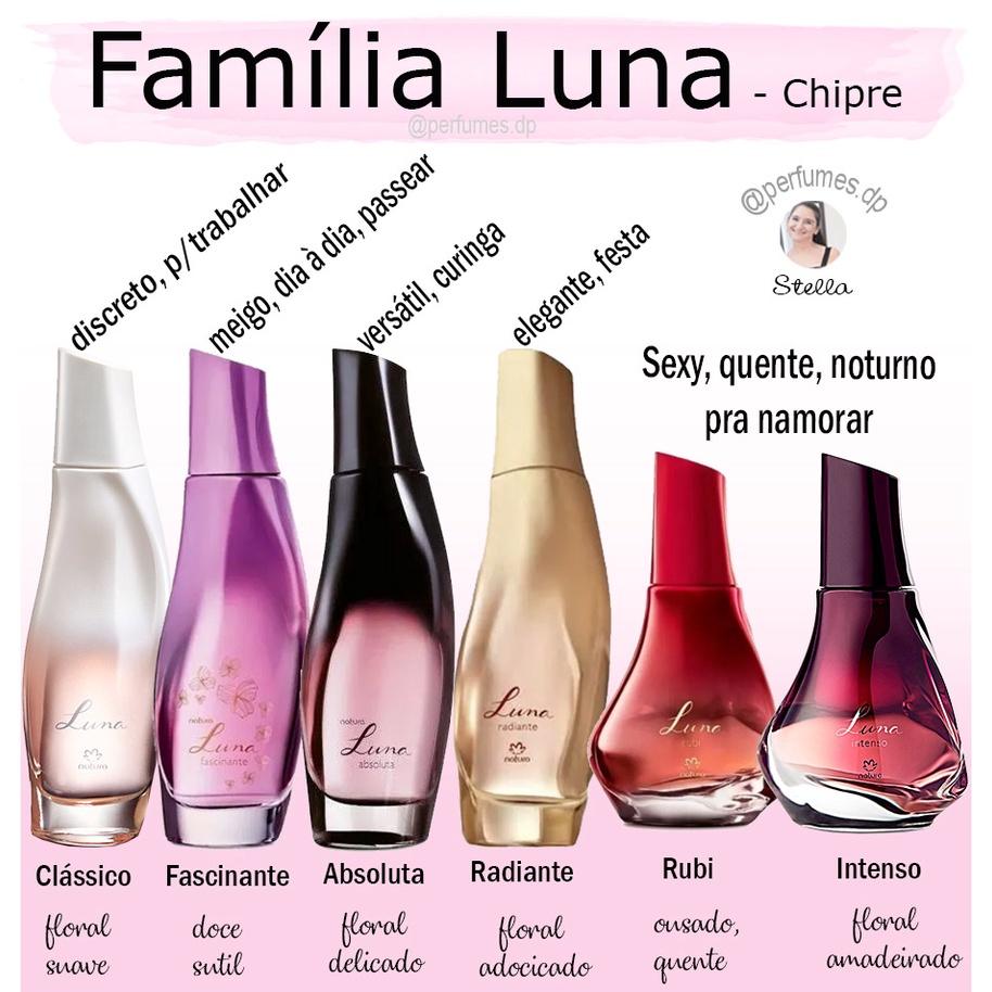 Deo Colônia Natura Feminino - Luna Radiante - Intenso -Valentia - Absoluto  - Confiante - 50 ml e 75 ml - perfume | Shopee Brasil