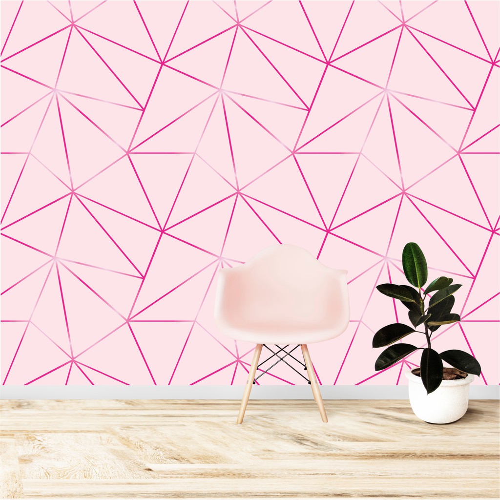 Papel De Parede Geométrico Sala Zara Rosa Com Pink Adesivo Decoração Sala