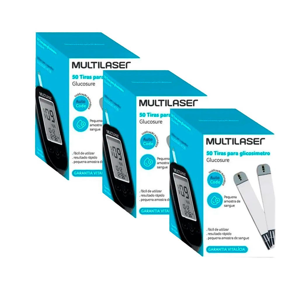 150 Tiras Para Medir Glicose MULTILASER Glucosure Autocode | Shopee Brasil