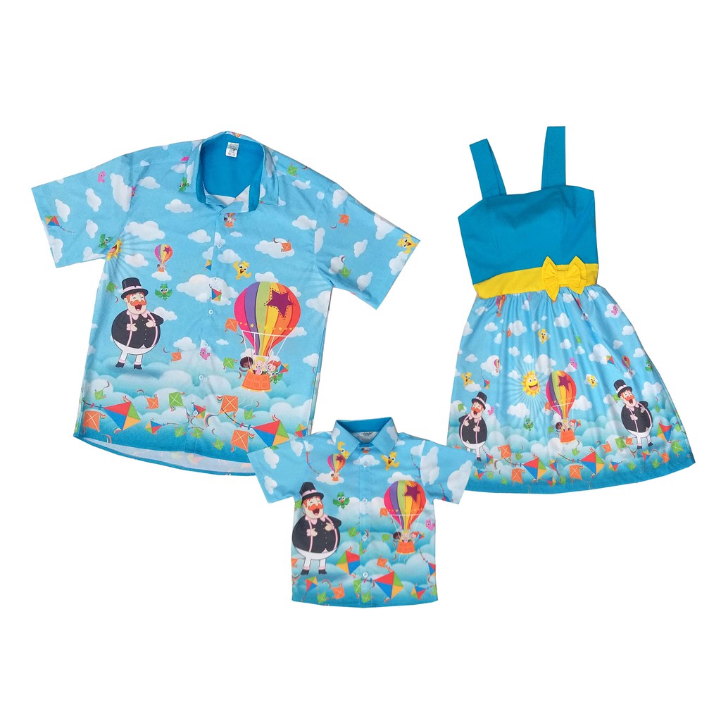 Kit Família Pai Mãe e Filho Mundo Bita Pipas Festa Infantil