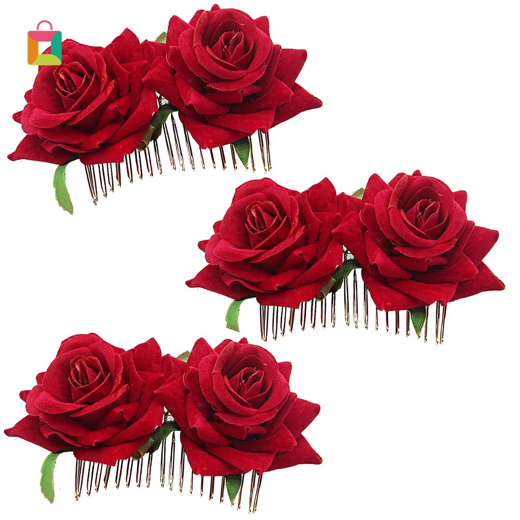 Rose Flower Hair Clips Women's Rose Flower Hair Accessories Wedding Hair  Clip Flamenco Dancer Hair Accessories Red-JP2 | Shopee Brasil