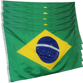 Bandeira Do Brasil 145cm x 90cm da Marca Suarez Bandeiras - Cores Nítidas ilhós- Kit com 5 Unidades em Oferta na Shopee