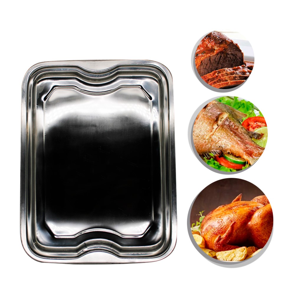 BANDEJA RETANGULAR INOX 42 CM LINHA CLASSIC | Shopee Brasil