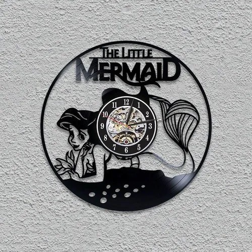 Pequena Sereia 01 - Relógio Disco De Vinil Decoração