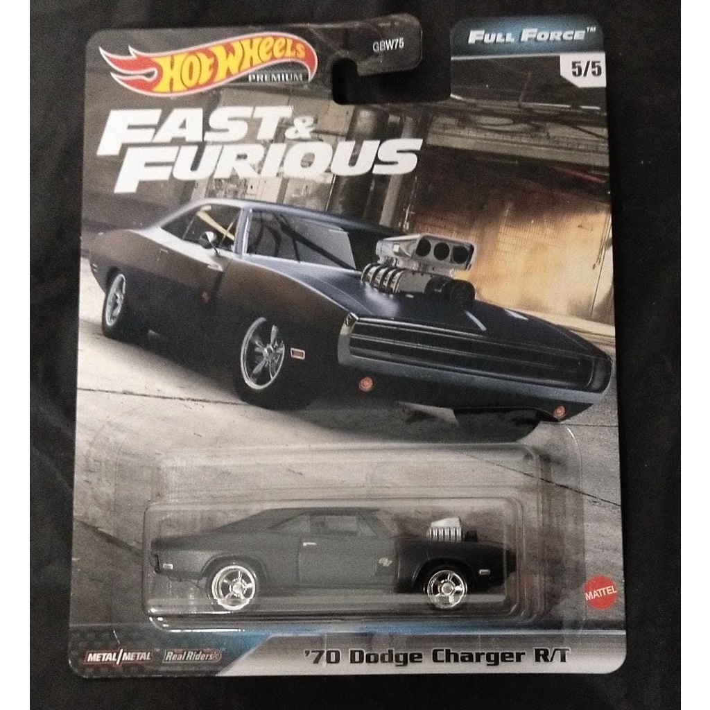 Carro de brinquedo para meninos 70 Dodge Charger R/T série Velozes e Furiosos preto 