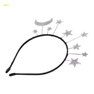 Bea1 Tiara / Coroa / Tiara De Cabelo De Liga De Metal Com Pó / Lua / Estrela Para Festa De Halloween / Aniversário