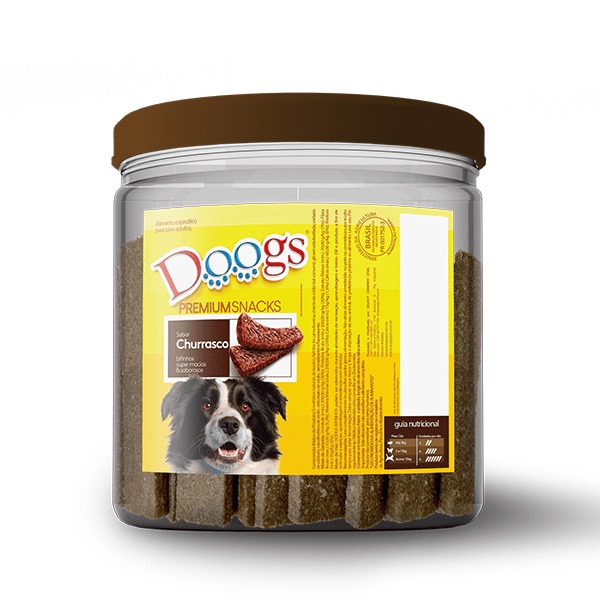 Petisco Pet Bifinho Doogs para Cães Sabor CHURRASCO Pote 1 kg