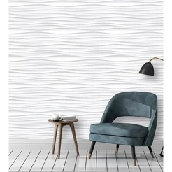 Papel de Parede Ondas Horizontais 3d tons de cinza e branco
